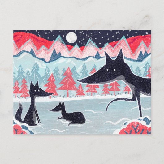 Carte postale avec de mignons renards noirs (Devant)