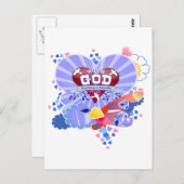 Carte Postale Avec Dieu Coeurs (Devant / Derrière)