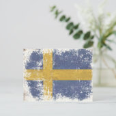 Carte postale avec Dirty Vintage Drapeau de Suède (Debout devant)