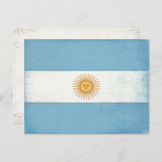 Carte postale avec Distressed Drapeau d'Argentine (Devant / Derrière)