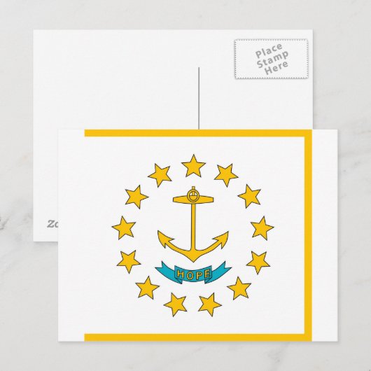Carte postale avec Drapeau de l'Etat de Rhode Isla (Devant / Derrière)