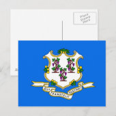 Carte postale avec drapeau de l'État du Connecticu (Devant / Derrière)