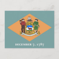 Carte postale avec drapeau de l'État du Delaware -