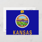 Carte postale avec drapeau de l'État du Kansas - É (Devant / Derrière)