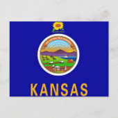 Carte postale avec drapeau de l'État du Kansas - É (Devant)