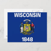 Carte postale avec Drapeau de l'Etat du Wisconsin  (Devant / Derrière)