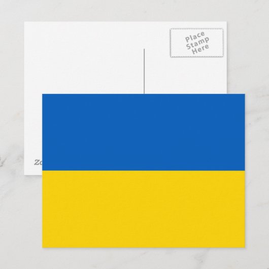 Carte postale avec drapeau de l'Ukraine (Devant / Derrière)