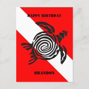 Carte postale avec drapeau de plongée en scaphandr