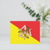 Carte postale avec Drapeau de Sicile, Italie (Debout devant)