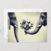 Carte Postale avec éléphant et bouquet de fleurs (Devant / Derrière)