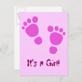 Carte postale avec empreinte de pied de bébé rose  (Devant / Derrière)