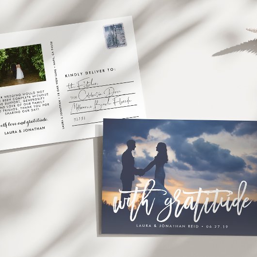 Carte Postale Avec gratitude | Merci photo Mariage