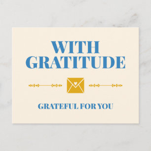 Carte Postale Avec gratitude reconnaissant pour vous Typogrpahy