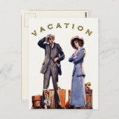 Carte Postale Avec Impression Vacances Vintages (Devant / Derrière)