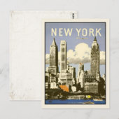 Carte postale avec impression vintage cool de New  (Devant / Derrière)