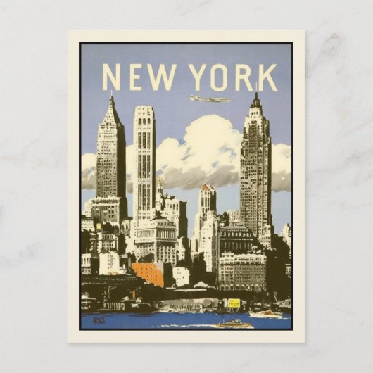 Carte postale avec impression vintage cool de New  (Devant)