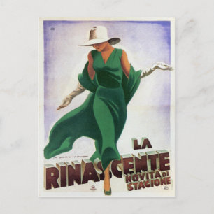 Carte postale avec imprimé de mode italien Vintage