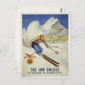 Carte postale avec imprimé de ski Vintage (Devant / Derrière)