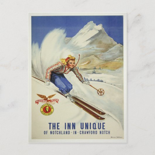 Carte postale avec imprimé de ski Vintage (Devant)