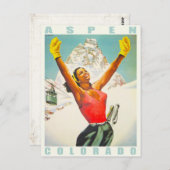Carte postale avec imprimé ski Vintage de Aspen (Devant / Derrière)