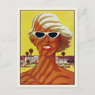 Carte postale avec imprimé Vintage de la plage