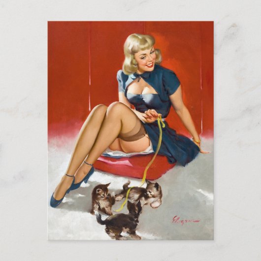 Carte Postale Avec Kittens Pin Up (Devant)
