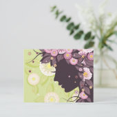 Carte postale avec la silhouette et les fleurs de (Debout devant)