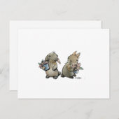 Carte postale avec lapins et fleurs (Devant / Derrière)