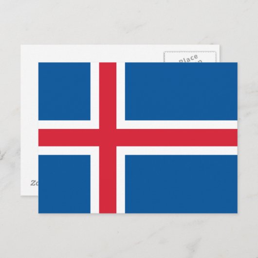 Carte postale avec le drapeau de l'Islande (Devant / Derrière)