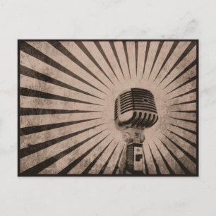Carte postale avec microphone Vintage Cool