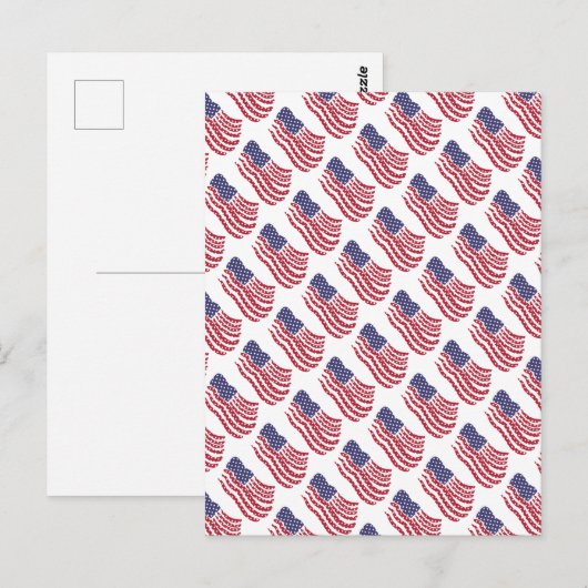 Carte postale avec motif de drapeau rouge blanc bl (Devant / Derrière)
