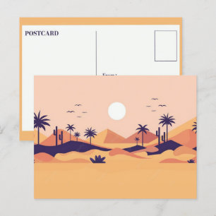 Carte postale avec paysage désertique en illustrat