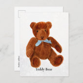 Carte postale avec peinture aquarelle d'un ours en (Devant / Derrière)