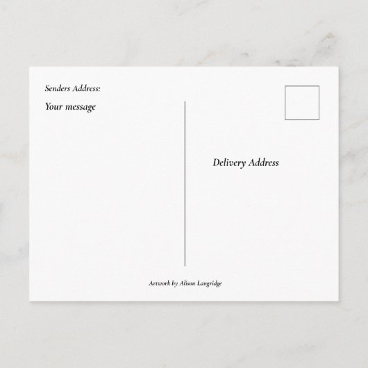 Carte postale avec peinture aquarelle d'un ours en (Dos)