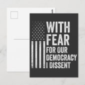 Carte Postale Avec peur pour notre démocratie, je dissens Améric (Devant / Derrière)