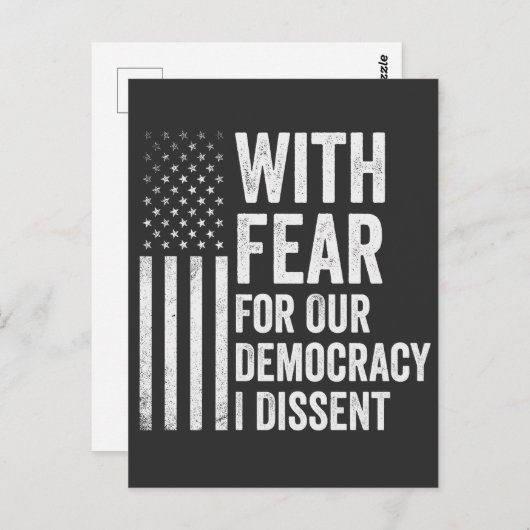 Carte Postale Avec peur pour notre démocratie, je dissocie améri (Devant / Derrière)