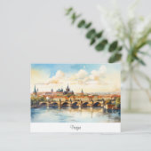 Carte postale avec Prague, paysage peint. (Debout devant)