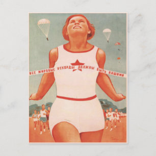 Carte postale avec propagande de l'Union soviétiqu