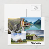 Carte postale avec quatre paysages en Norvège (Devant / Derrière)