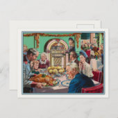 Carte postale avec repas Thanksgiving Vintage (Devant / Derrière)