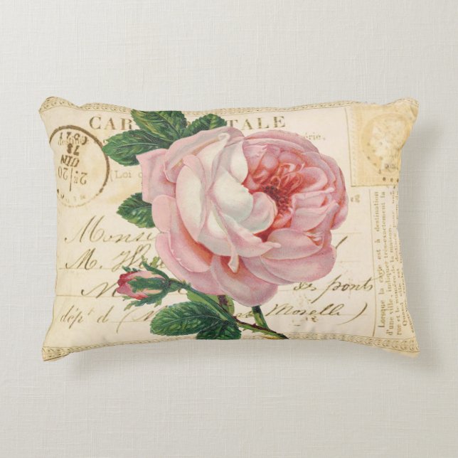 Carte Postale Avec Rose Accent Coussin (Devant)