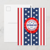 Carte postale avec rosette pour la Journée des vét (Devant / Derrière)