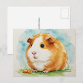 Carte postale avec un adorable cochon d'Inde et un (Devant / Derrière)