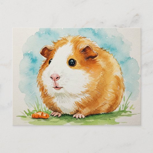 Carte postale avec un adorable cochon d'Inde et un (Devant)