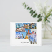 Carte postale avec un collage architectural du châ (Debout devant)