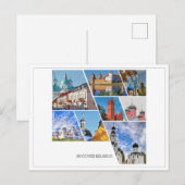 Carte postale avec un collage architectural du châ (Devant / Derrière)