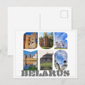 Carte postale avec un collage architectural du châ (Devant / Derrière)