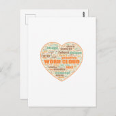 Carte postale avec un nuage de mots (Devant / Derrière)