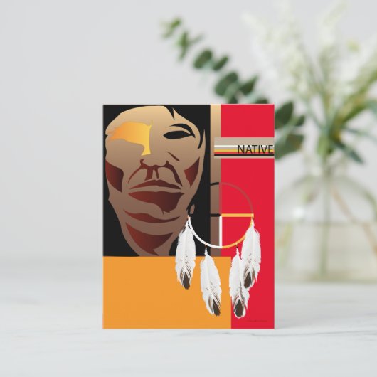 Carte postale avec visage et roue de médecine auto (Debout devant)