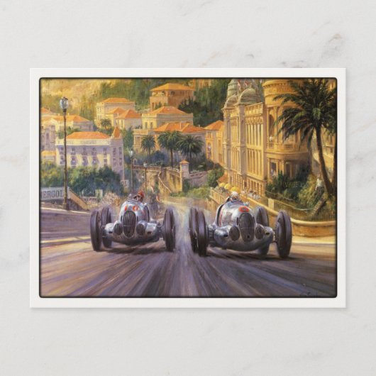 Carte Postale Avec Voitures De Course Vintages Con (Devant)